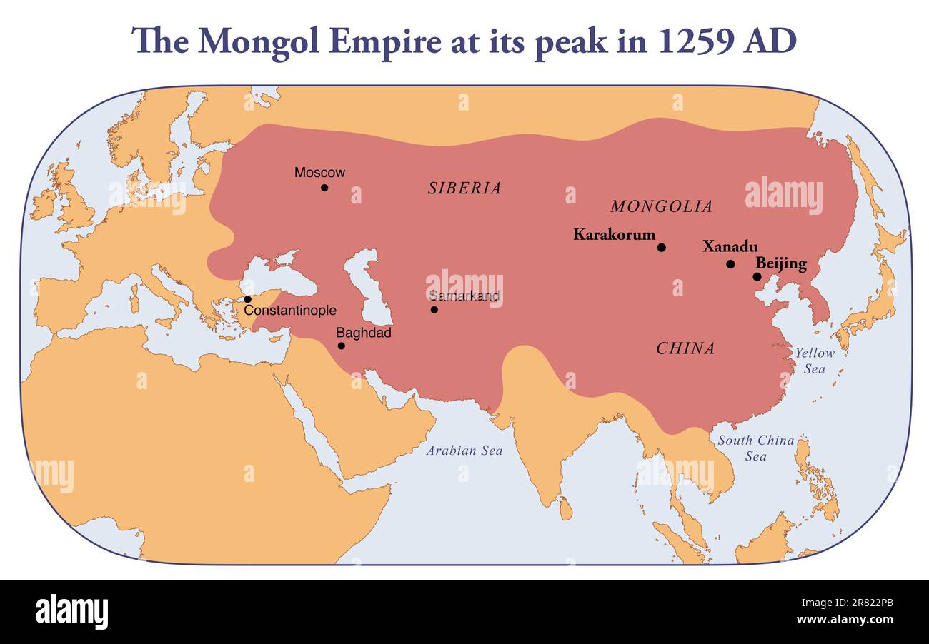 The Mongol Empire at its greatest extent, 1259 AD